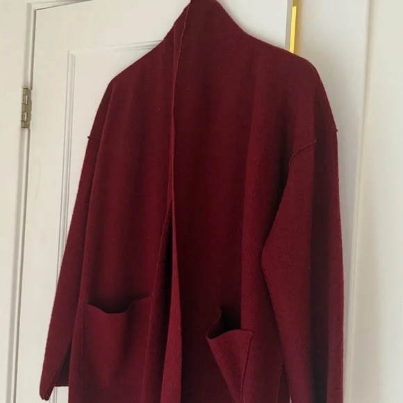 •new• EILEEN FISHER Lightweight Boiled Wool High Collar Coat - Picture 2 of 2